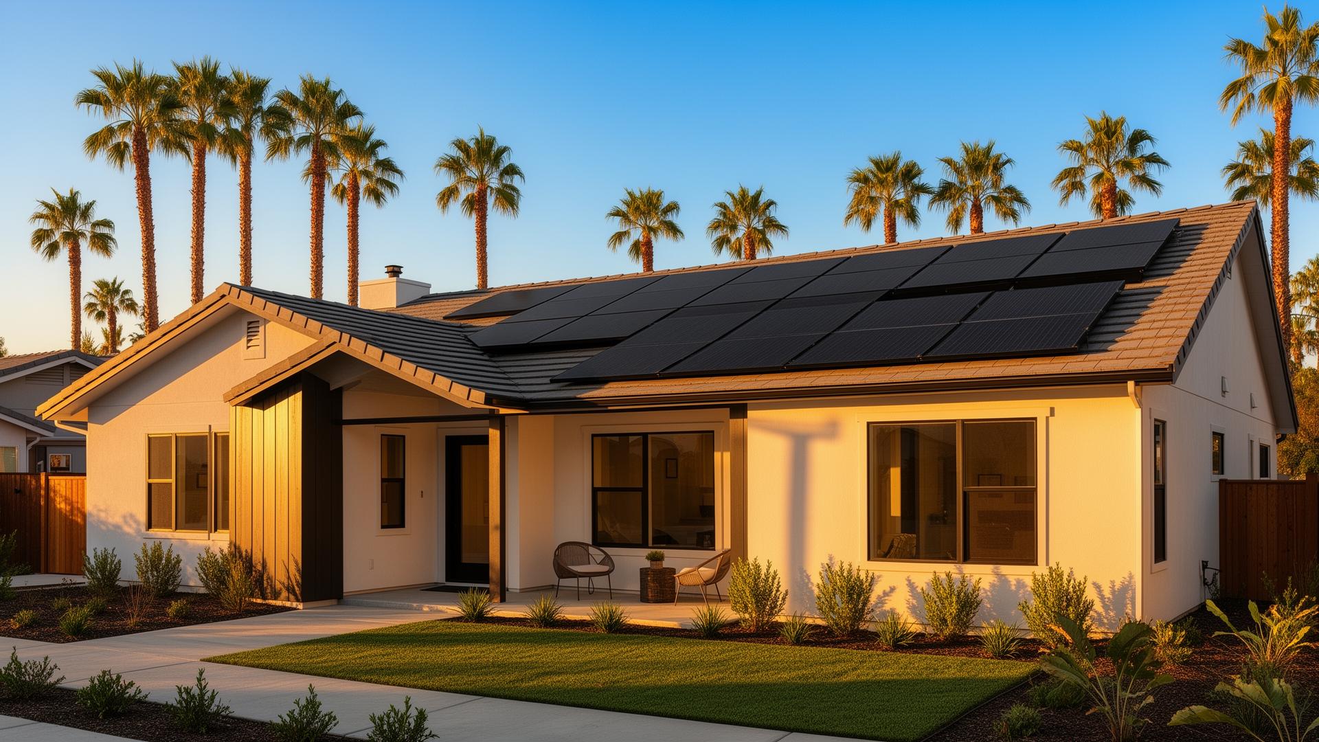 Solar panels installed on a manufactured home in Southern California